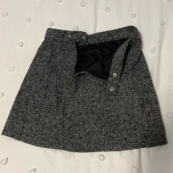 SIX CRISP DAYS GREY MARLED WOOL BLEND MINI SKIRT - S - Picture 4 of 10